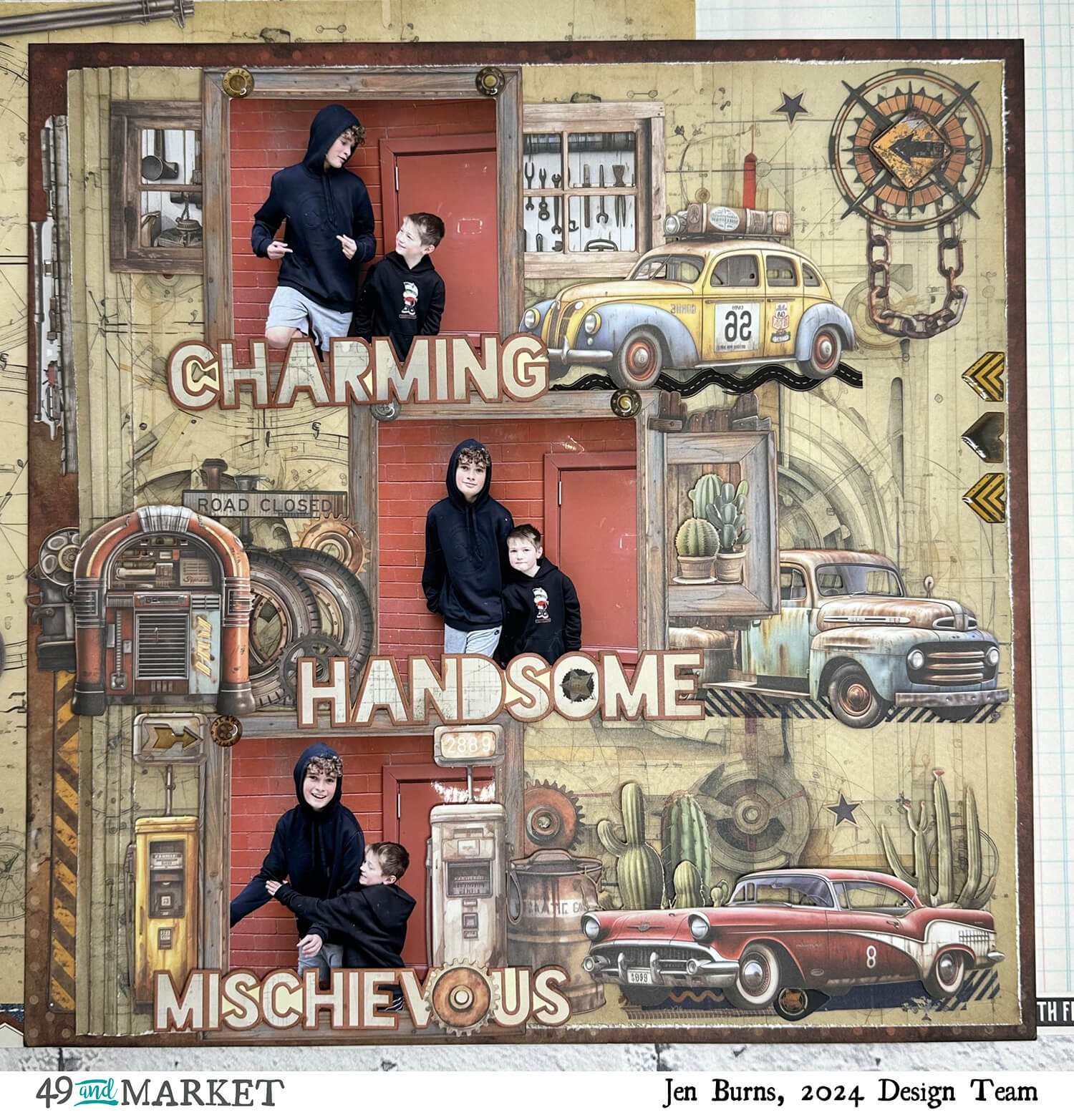 Charming, Handsome and Mischievous - Layout by Jen